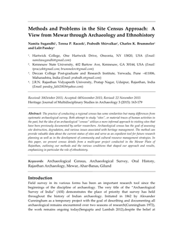 Methods and Problems in the Site Census Approach: a View from Mewar Through Archaeology and Ethnohistory