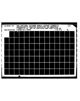 National Software Works) Lessons Lerrned(U) 1/2 Massachusetts Computer Associates Inc Wakefield Sunclassified F3@602-83-C-8940Muntzet Al