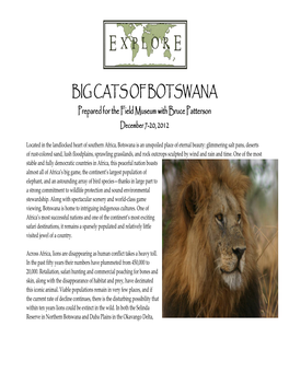 BIG CATS of BOTSWANA Prepared for the Field Museum with Bruce Patterson December 7-20, 2012