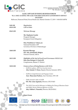 LPP EASE of DOING BUSINESS FORUM “RA 11032: LEADING the Lgus TOWARDS