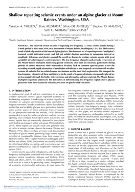 Shallow Repeating Seismic Events Under an Alpine Glacier at Mount Rainier, Washington, USA { Weston A