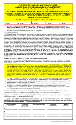 RELEASE of LIABILITY, WAIVER of CLAIMS, ASSUMPTION of RISKS and INDEMNITY AGREEMENT (Hereinafter Referred to As the “Release Agreement”)