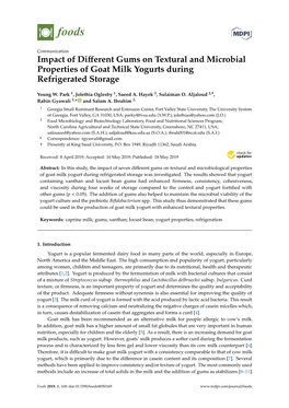 Impact of Different Gums on Textural and Microbial Properties of Goat