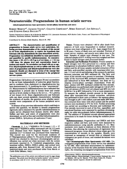 Neurosteroids: Pregnenolone in Human Sciatic Nerves