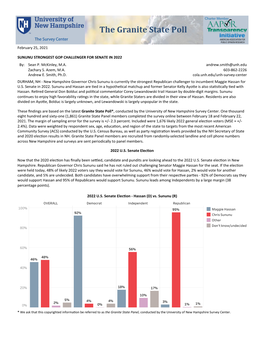 Sununu Strongest GOP Challenger for Senate in 2022 2/25/2021