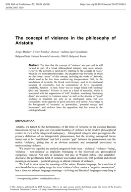 The Concept of Violence in the Philosophy of Aristotle