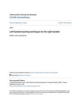 Left-Handed Teaching Techniques for the Right Handed