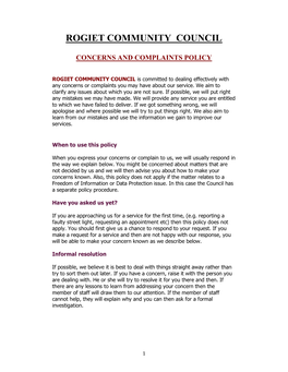 Concerns and Complaints Policy