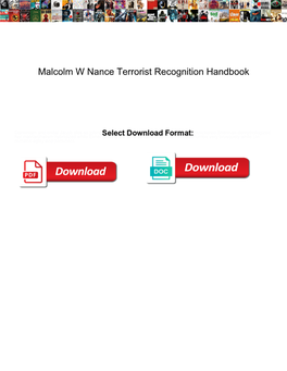 Malcolm W Nance Terrorist Recognition Handbook