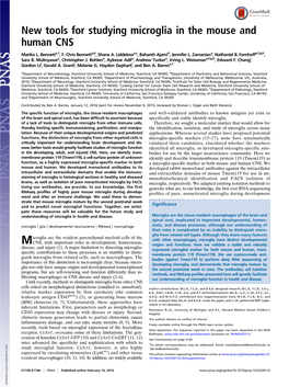 New Tools for Studying Microglia in the Mouse and Human CNS