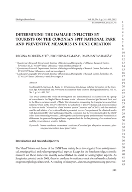 Determining the Damage Inflicted by Tourists on the Curonian Spit