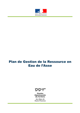 Plan De Gestion De La Ressource En Eau De L'asse