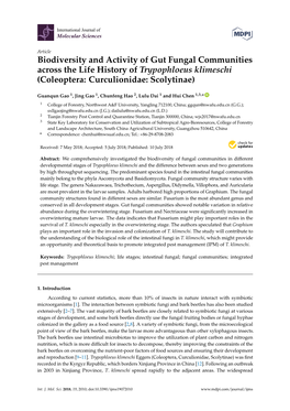 Biodiversity and Activity of Gut Fungal Communities Across the Life History of Trypophloeus Klimeschi (Coleoptera: Curculionidae: Scolytinae)
