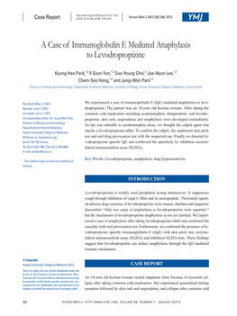 A Case of Immunoglobulin E Mediated Anaphylaxis to Levodropropizine