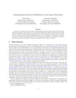 Autoregressive Process Modeling Via the Lasso Procedure