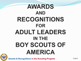 Awards Recognitions Adult Leaders Boy Scouts Of