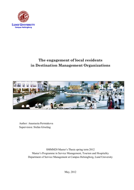 The Engagement of Local Residents in Destination Management Organizations