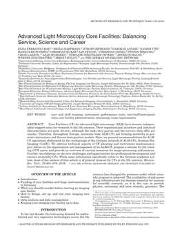 Advanced Light Microscopy Core Facilities: Balancing Service, Science and Career