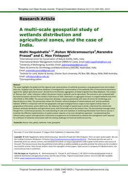 Geospatial Modelling for Global Ramsar Sites and Priority Wetland