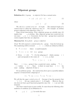 8 Nilpotent Groups