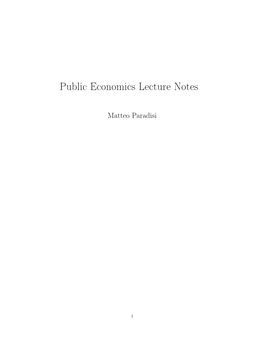 Public Economics Lecture Notes