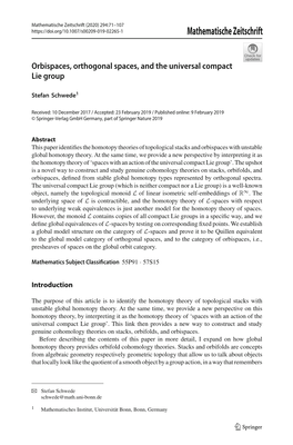 Orbispaces, Orthogonal Spaces, and the Universal Compact Lie Group