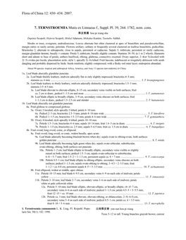 Flora of China 12: 430–434. 2007. 7. TERNSTROEMIA Mutis Ex