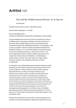 Pisa and the Mediterranean (Firenze, 18-26 Sep 09)