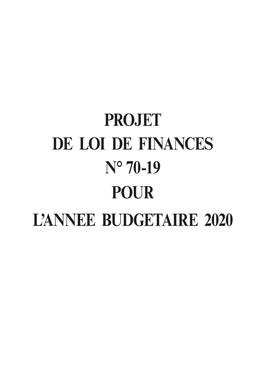 Projet De Loi De Finances N° 70-19 Pour L'annee Budgetaire