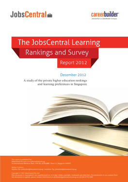 The Jobscentral Learning Rankings and Survey Series Is the Largest and Most Comprehensive Research on Singapore’S Private Education Landscape