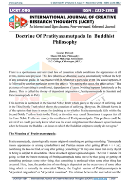 Doctrine of Pratityasamutpada in Buddhist Philosophy