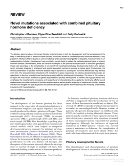 REVIEW Novel Mutations Associated with Combined Pituitary Hormone
