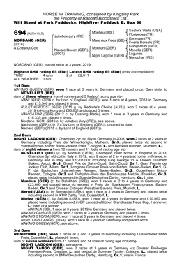 HORSE in TRAINING, Consigned by Kingsley Park the Property of Rabbah Bloodstock Ltd