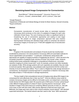 Denoising-Based Image Compression for Connectomics