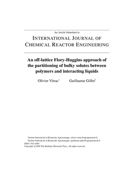 An Off-Lattice Flory-Huggins Approach of the Partitioning of Bulky Solutes Between Polymers and Interacting Liquids