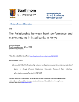 The Relationship Between Bank Performance and Market Returns in Listed Banks in Kenya