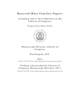 Bancroft-Bliss Families Papers