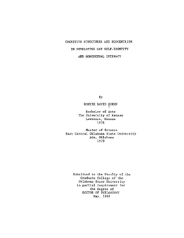 Cognitive Structures and Egocentrism in Developing Gay Self-Identity and Homosexual Intimacy