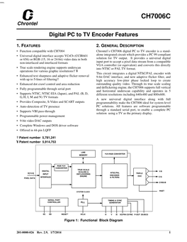 Chrontelchrontelchrontel Digital PC to TV Encoder Features