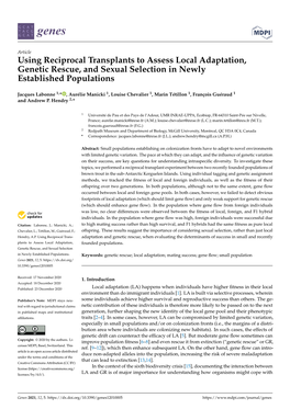 Using Reciprocal Transplants to Assess Local Adaptation, Genetic Rescue, and Sexual Selection in Newly Established Populations