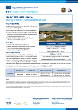 Project Fact Sheet Subotica– Waste Water Treatment Plant