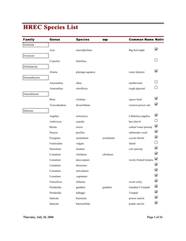 HREC Plant List (.Pdf)