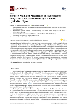 Solution-Mediated Modulation of Pseudomonas Aeruginosa Biofilm Formation by a Cationic Synthetic Polymer