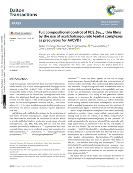 Full Compositional Control of Pbs X Se 1− X Thin Films by the Use Of