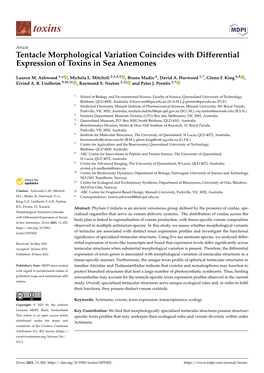 Tentacle Morphological Variation Coincides with Differential Expression of Toxins in Sea Anemones