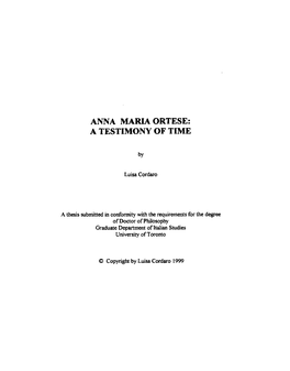 Anna Maria Ortese: a Testimony of Time