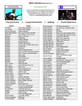 Mario American UNPLUGGED Song List.Pages