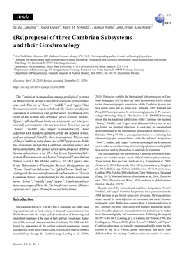 (Re)Proposal of Three Cambrian Subsystems and Their Geochronology