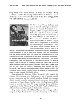 Greg Vandy with Daniel Person, 26 Songs in 30 Days: Woody Guthrie’S Columbia River Songs and the Planned Promised Land in the Pacific Northwest