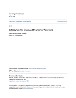 Orthosymmetric Maps and Polynomial Valuations